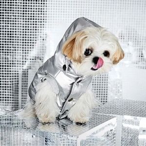Found My Animal x DKNY Metallic Silver Dog Puffer Coat